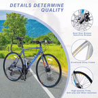 Road Bike with 24 Speeds Drivetrain, 700C Bike with Disc Brakes, Lightweight City Bike Aluminum Alloy Frame,Road Hybrid Bike for Men Women