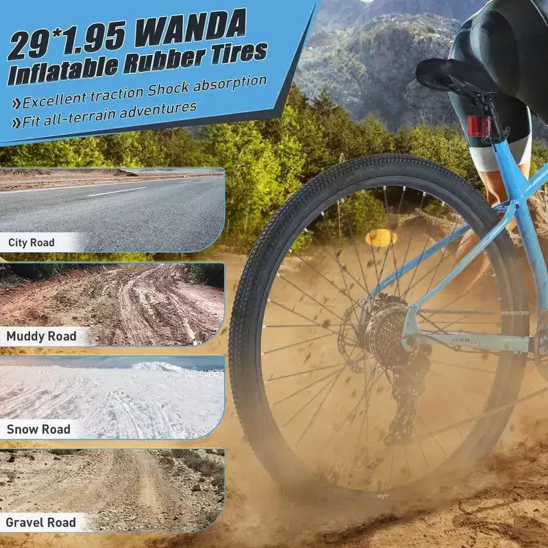 29 Inch Mountain Bike, Single Speed/ 8 Speeds , Steel Frame, Front Suspension Fork, Disc Brake Bicycle for Women Men Adult,Multi Color