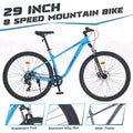 29 Inch Mountain Bike, Single Speed/ 8 Speeds , Steel Frame, Front Suspension Fork, Disc Brake Bicycle for Women Men Adult,Multi Color