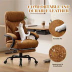 Ergonomic Office Chair,PU Gaming Chair,Adjustable Height 90 to 135 Degree Reclining, Backrest 360 Degree Swivel Wheels,350 Lbs Capacity for Office
