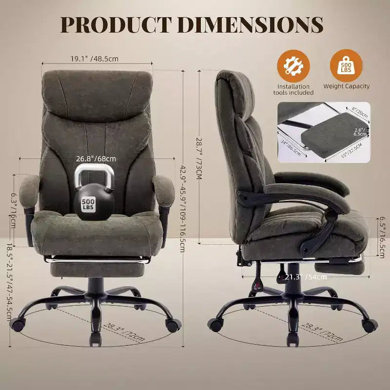 Ergonomic Office Chair,PU Gaming Chair,Adjustable Height 90 to 135 Degree Reclining, Backrest 360 Degree Swivel Wheels,350 Lbs Capacity for Office