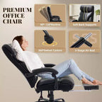 Ergonomic Office Chair,PU Gaming Chair,Adjustable Height 90 to 135 Degree Reclining, Backrest 360 Degree Swivel Wheels,350 Lbs Capacity for Office