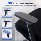 High-Back Ergonomic Office Chair  Breathable Mesh Gaming Chair with Adjustable Lumbar & 3D Armrests