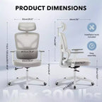 High-Back Ergonomic Office Chair  Breathable Mesh Gaming Chair with Adjustable Lumbar & 3D Armrests