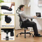 Ergonomic Office Chair, Computer Desk Chair Comfy with Flip-Up Armrests,Comfortable Lumbar Support Gaming Chairs for Bedroom,Study,Student,Wide Seat