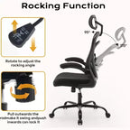 Ergonomic Office Chair, Computer Desk Chair Comfy with Flip-Up Armrests,Comfortable Lumbar Support Gaming Chairs for Bedroom,Study,Student,Wide Seat