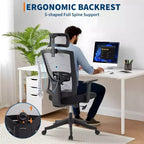 Ergonomic Office Chair ,Adjustable Mesh Desk Chair with Lumbar Support, Swivel Executive Chair on Rolling Wheels for Home, Office, Gaming