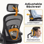 Ergonomic Office Chair  Flip-Up Armrests & Lumbar Support  Wide Seat Gaming Chair for Study/Bedroom/Home Office