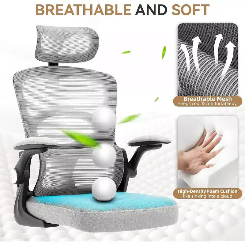 Ergonomic Office Chair High Back Mesh Computer Chair with Adjustable Headrest, Swivel Rolling Desk Chair for Home Office and Gaming Room