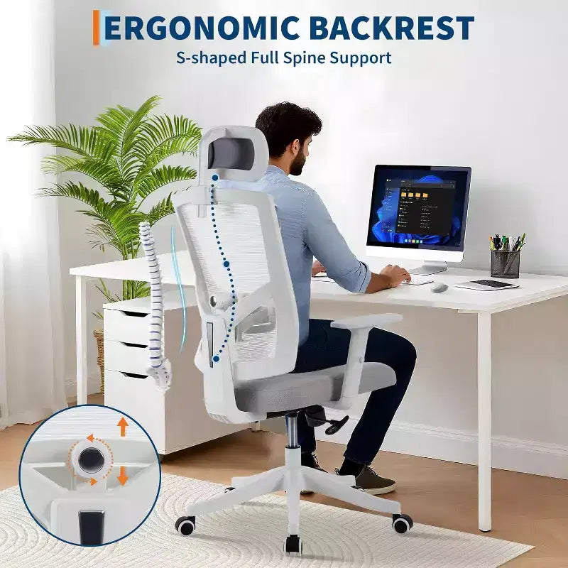 Ergonomic Mesh Desk Chair | Padded Headrest & Wheels | Gaming/Office Chair for E-Sport Room, Office, Bedroom