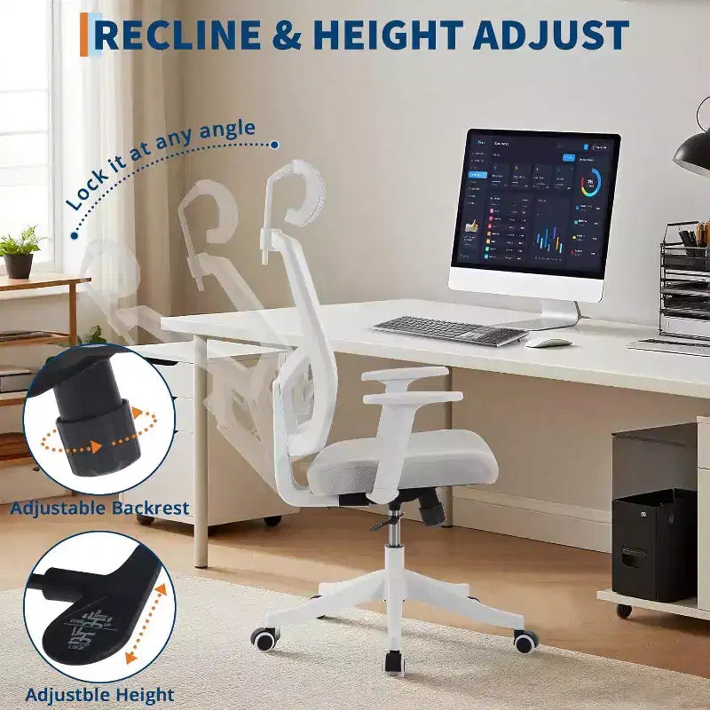 Ergonomic Mesh Desk Chair | Padded Headrest & Wheels | Gaming/Office Chair for E-Sport Room, Office, Bedroom