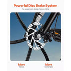 26 Folding Mountain Bike with Full Suspension, 21-Speed Drivetrain, Disc Brakes & High Carbon Steel Frame for Adult Men & Women