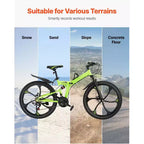 26 Folding Mountain Bike with Full Suspension, 21-Speed Drivetrain, Disc Brakes & High Carbon Steel Frame for Adult Men & Women