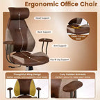 Costway Ergonomic Office Chair with 2D Headrest, Rocking Backrest & Wheels, Gaming Chair Blue/Brown & Beige/Gray & Blue