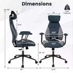 Costway Ergonomic Office Chair with 2D Headrest, Rocking Backrest & Wheels, Gaming Chair Blue/Brown & Beige/Gray & Blue