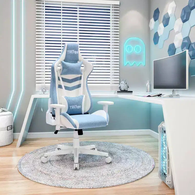 TUYOHW 300lbs Swivel Gaming Chair with Adjustable Height,Lumbar&Head Pillow,Wheels,Ergonomics Office Chairs Video Game Chaise for Office&Home