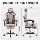 TUYOHW Swivel Gaming Chair Office Chairs with Wheels,Reclining Back,Adjustable Seat Height&Footrest,Ergonomics Video Game Chairs,300lbs Max