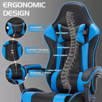 TUYOHW 360Swivel Gaming Chair Office Chairs with Wheels,Reclining Back,Adjustable Seat Height&Footrest,Ergonomics Video Game Chairs,300lbs Max