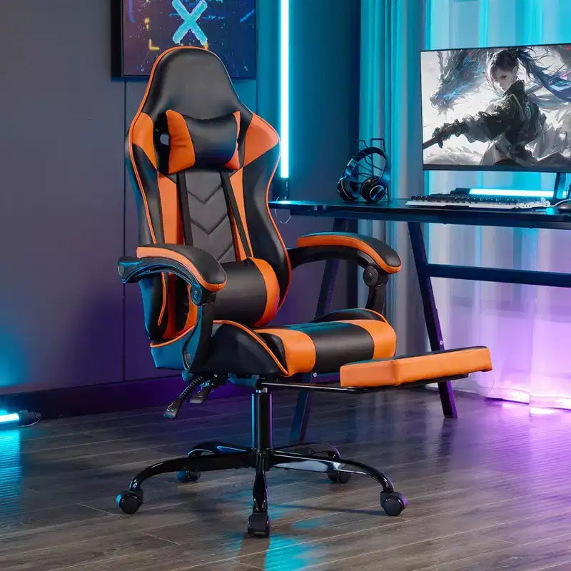 TUYOHW 360Swivel Gaming Chair Office Chairs with Wheels,Reclining Back,Adjustable Seat Height&Footrest,Ergonomics Video Game Chairs,300lbs Max