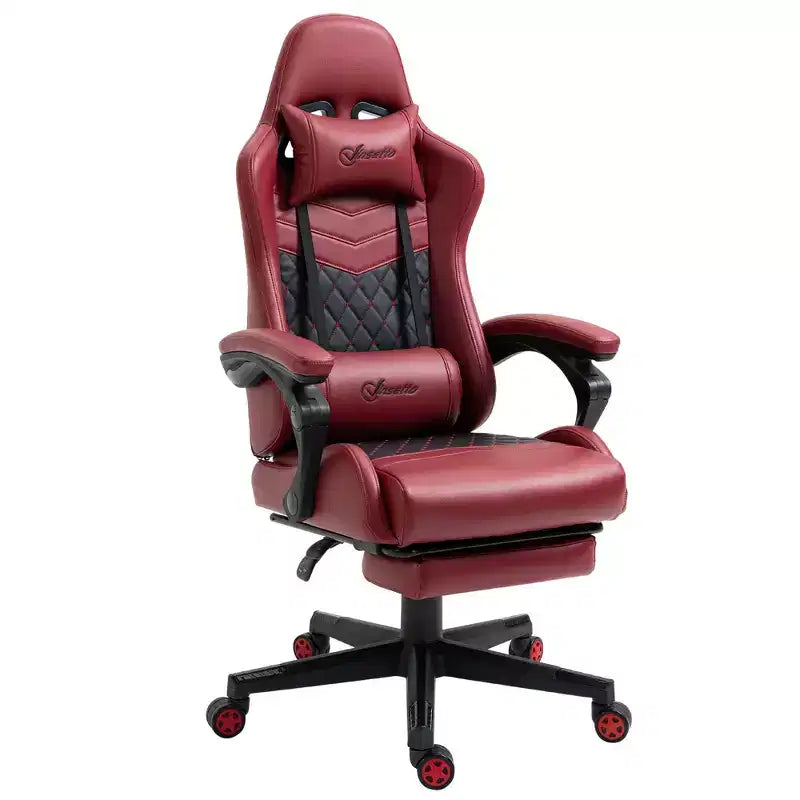 TUYOHW 360Swivel Gaming Chair Office Chairs with Reclining Back,Adjustable Seat Height&Footrest,17-21 Ergonomics Video Game Chairs Office,Red
