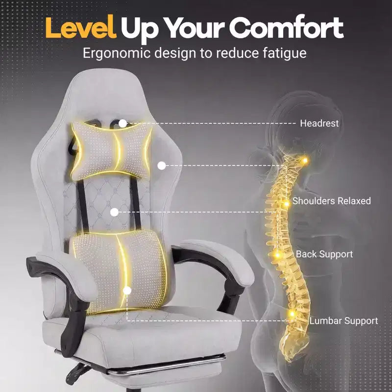 Costway Height Adjustable Computer Chair with Headrest, Lumbar Support, Linkage Armrests Black/Gray