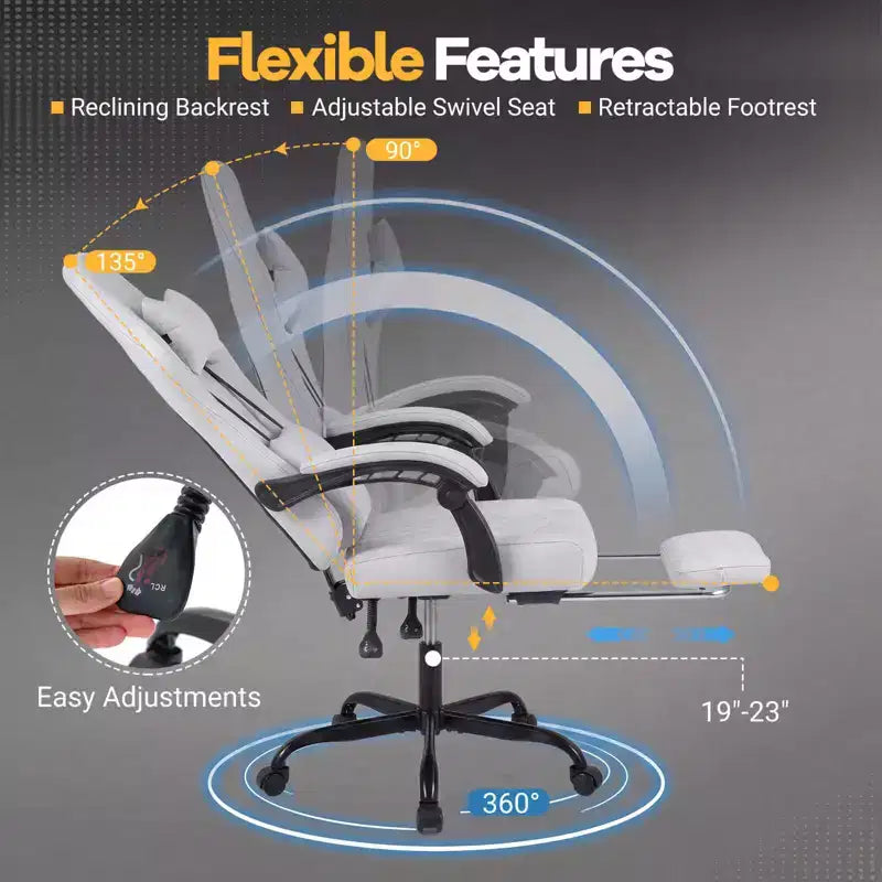Costway Height Adjustable Computer Chair with Headrest, Lumbar Support, Linkage Armrests Black/Gray