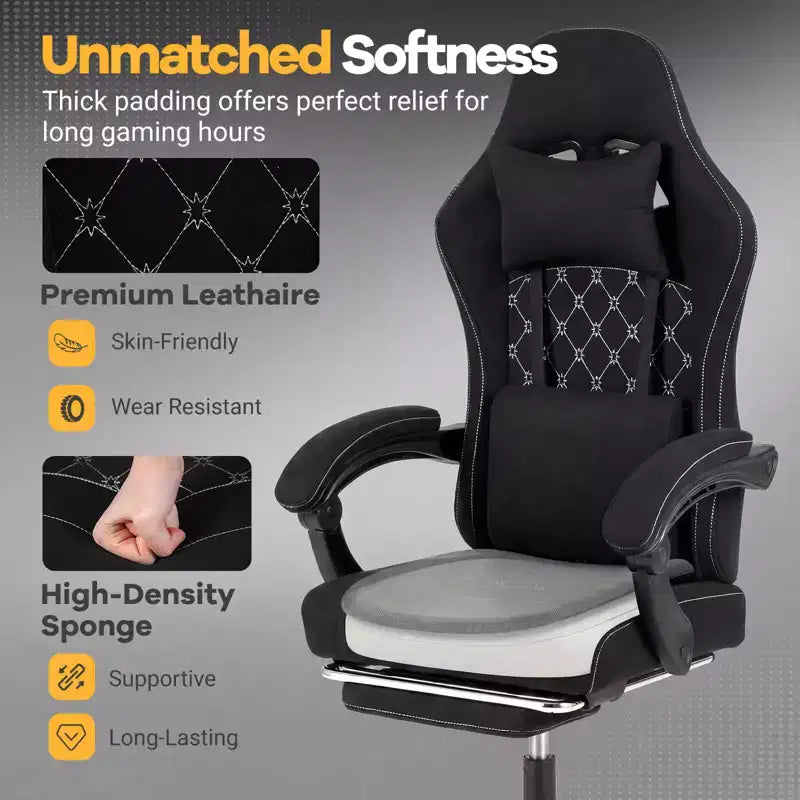 Costway Height Adjustable Computer Chair with Headrest, Lumbar Support, Linkage Armrests Black/Gray