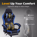 Costway Gaming Chair with Headrest, Lumbar Support, Linkage Armrests, Reclining Backrest Black & White/Navy Blue & Black