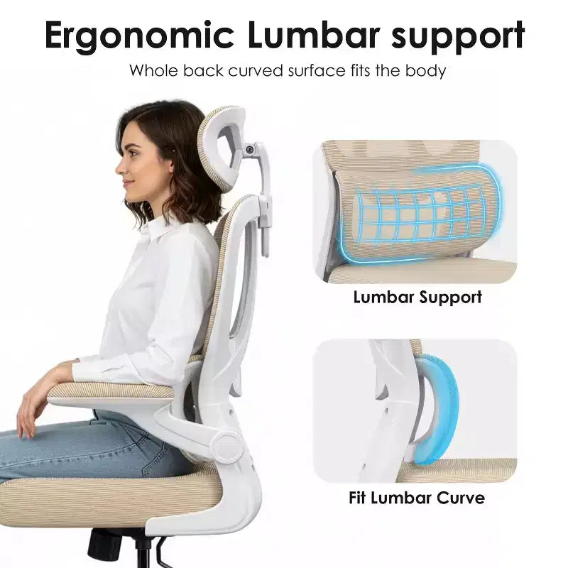 TUYOHW Ergonomic Mesh Office Chair with Adjustable Lumbar Support,Headrest & Flip-Up Armrests,Home Office Desk Chair for Study,Gaming Room