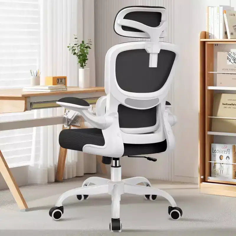 KERDOM Breathable Mesh Comfy Chair with Lumbar Support, with Flip-up Armrests, Gaming Chair for Home Office