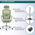 TUYOHW Ergonomic Office Chair with Retractable Footrest, Gaming Chair with Lumbar Support Pillow and Padded Armrests, Swivel Chair for Office