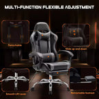 TUYOHW Ergonomic Gaming Chair with Footrest, PU Leather Recliner with Headrest and Fixed Up Armrest, Computer Chair for Study, Office