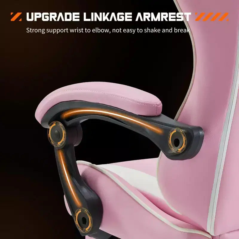 TUYOHW Ergonomic Gaming Chair with Footrest, PU Leather Recliner with Headrest and Fixed Up Armrest, Computer Chair for Study, Office