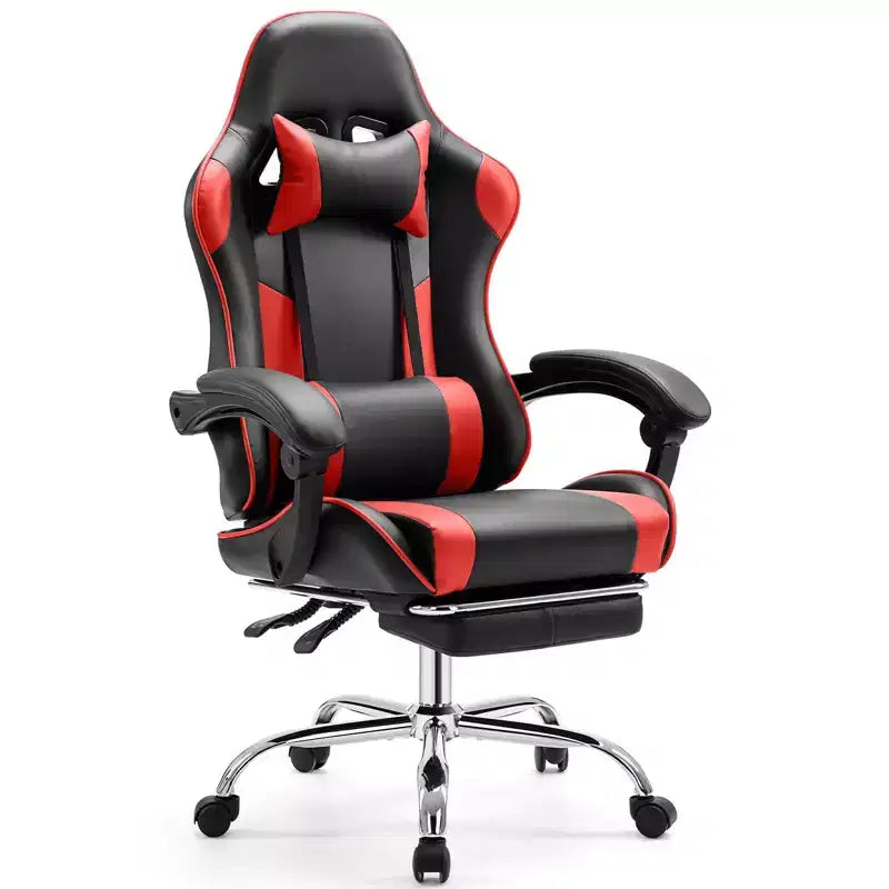 TUYOHW Ergonomic Gaming Chair with Footrest, PU Leather Recliner with Headrest and Fixed Up Armrest, Computer Chair for Study, Office