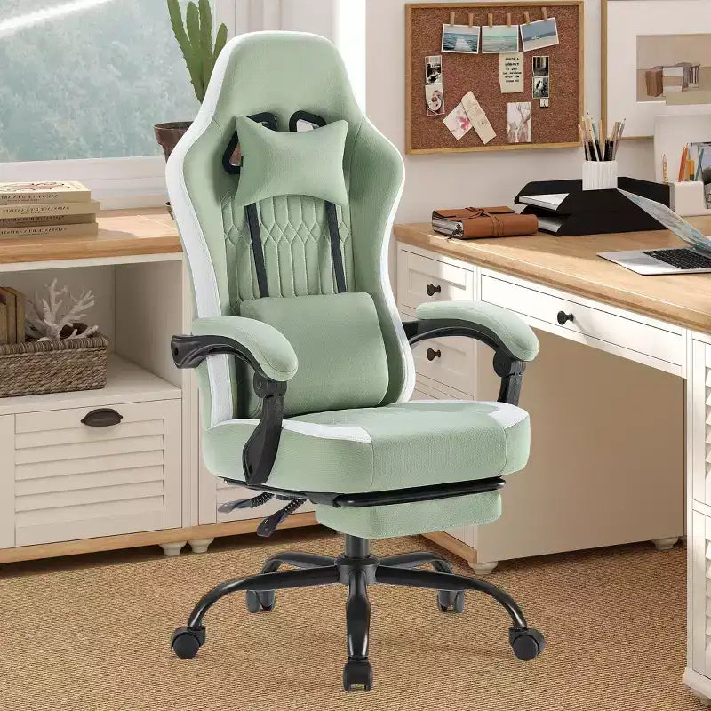 TUYOHW Ergonomic Office Chair with Padding Armrest, Gaming Chair with Lumbar Support, Swivel Rolling Chair with Wheels for Home, Office