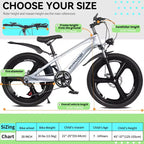 NAYSAYE 20 Inch Kids Mountain Bike with 7-Speed Drivetrain and Magnesium Alloy Frame for Boys and Girls Ages 8-12, 57.09*21.65*29.92