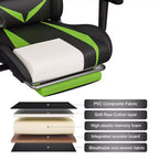 Hoffree Massage Reclining Gaming Chair Ergonomic Office PC Chair with Bluetooth Speaker & RGB Light