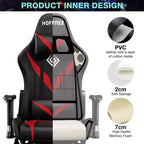 Hoffree Massage Reclining Gaming Chair Ergonomic Office PC Chair with Bluetooth Speaker & RGB Light