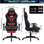 Hoffree Massage Reclining Gaming Chair Ergonomic Office PC Chair with Bluetooth Speaker & RGB Light