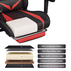 Hoffree Massage Reclining Gaming Chair Ergonomic Office PC Chair with Bluetooth Speaker & RGB Light
