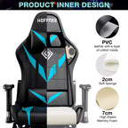 Hoffree Massage Reclining Gaming Chair Ergonomic Office PC Chair with Bluetooth Speaker & RGB Light