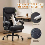 Office Desk Chair, 500 LBS Big and Tall Executive Chair with Footrest, 90-155 Recline Leather Gaming Chair