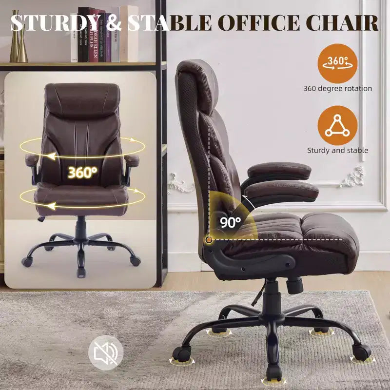 Office Desk Chair, 500 LBS Big and Tall Executive Chair with Footrest, 90-155 Recline Leather Gaming Chair