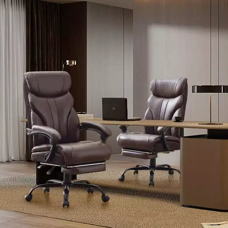 Office Desk Chair, 500 LBS Big and Tall Executive Chair with Footrest, 90-155 Recline Leather Gaming Chair