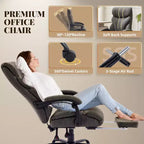 Office Desk Chair, 500 LBS Big and Tall Executive Chair with Footrest, 90-155 Recline Leather Gaming Chair