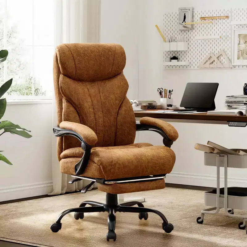 Office Desk Chair, 500 LBS Big and Tall Executive Chair with Footrest, 90-155 Recline Leather Gaming Chair