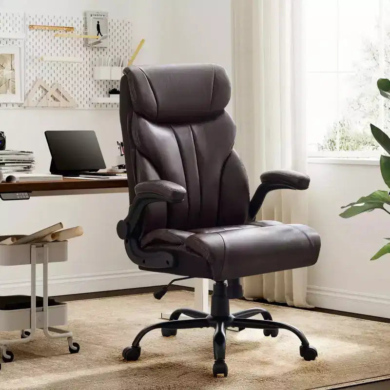 Office Desk Chair, 500 LBS Big and Tall Executive Chair with Footrest, 90-155 Recline Leather Gaming Chair
