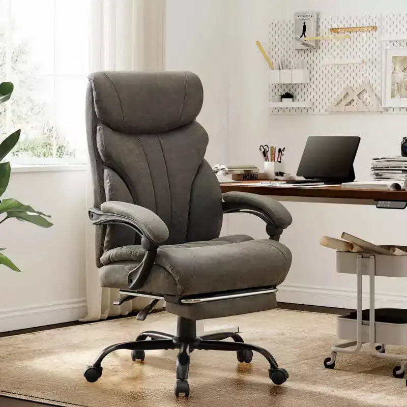 Office Desk Chair, 500 LBS Big and Tall Executive Chair with Footrest, 90-155 Recline Leather Gaming Chair