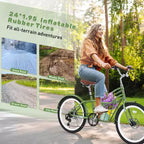 NAYSAYE 24 Inch Commuter Bike for Adult 6-Speed Hybrid City Bicycle with Dual V-Brake Adjustable Seat Steel Frame for Women Men Commuting Leisure