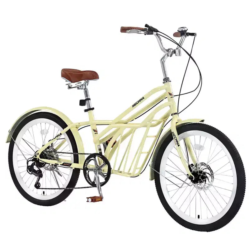 NAYSAYE 24 Inch Commuter Bike for Adult 6-Speed Hybrid City Bicycle with Dual V-Brake Adjustable Seat Steel Frame for Women Men Commuting Leisure